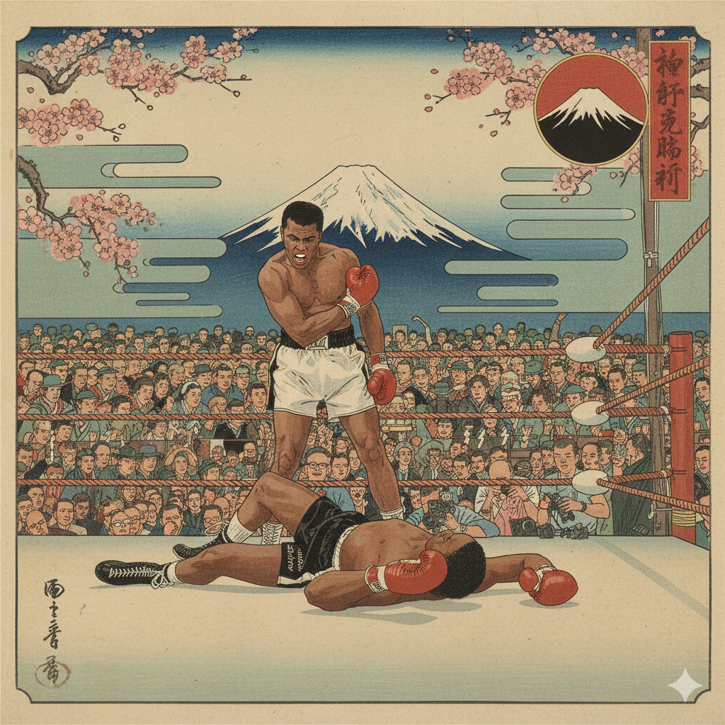 Muhammad Ali transformed into Japanese-inspired combat artwork